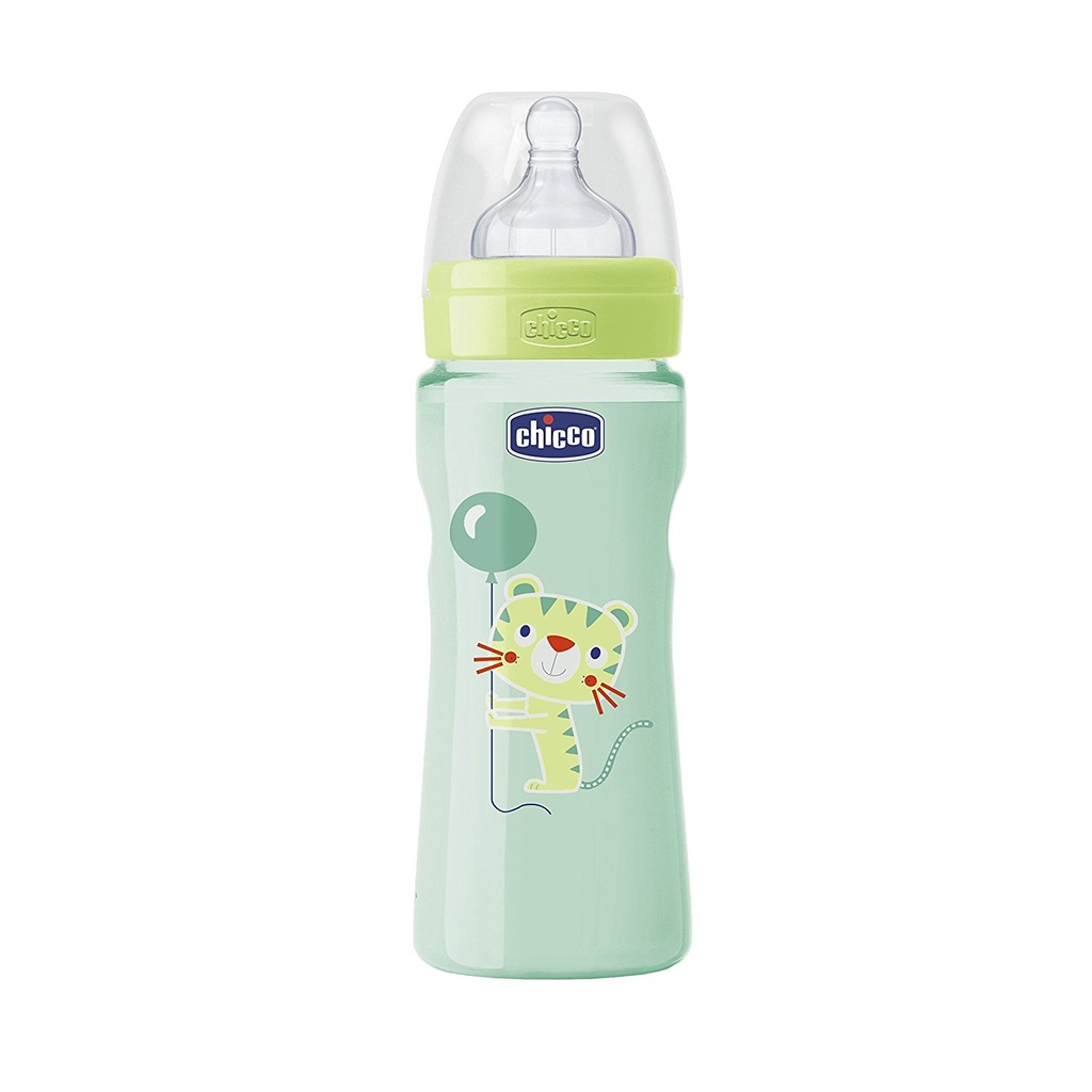 BIBERON PLASTIQUE 250ML EN SILICONE DÉCORÉ CHICCO Vert 