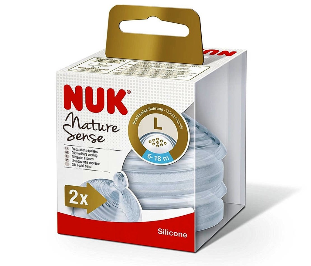 2 TETINES SILICONE NATURE SENSE 6-18 MOIS L NUK