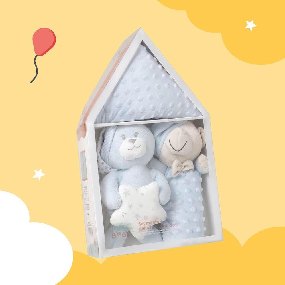 COFFRET COUVERTURE + PELUCHE + DOUDOU