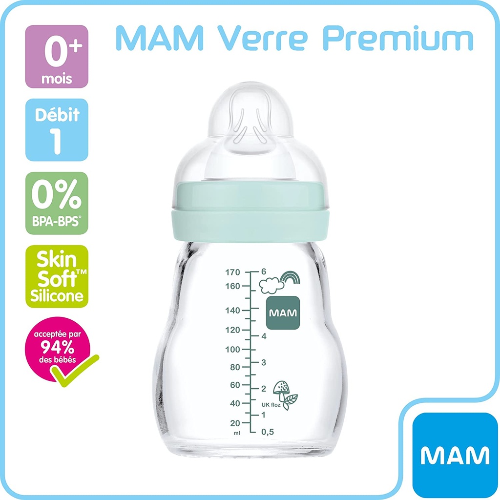 Biberon en Verre Premium 170ml Nature Mam