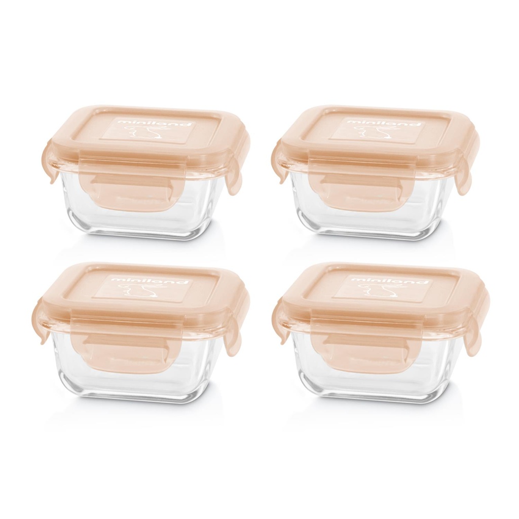 Set de 4 boite de conservation en verre naturSquare Bunny MINILAND