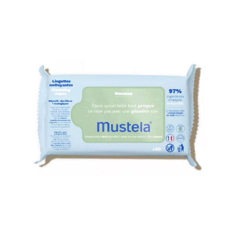 Lingettes Nettoyantes Visage Mains et Siège MUSTELA