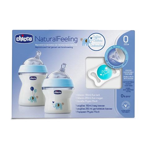 COFFRET CHICCO BLEU 2BIBERONS+SUCETTE