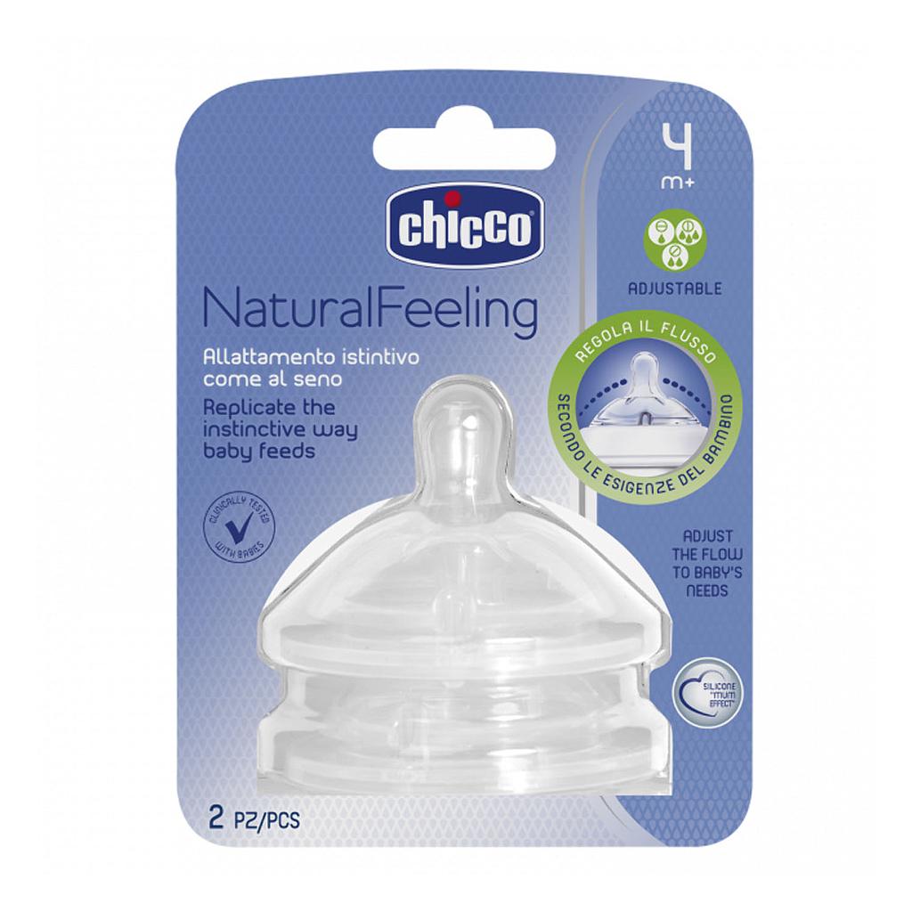 TETINE CHICCO NATUREL FEELING SILICONE +4M 2PCS