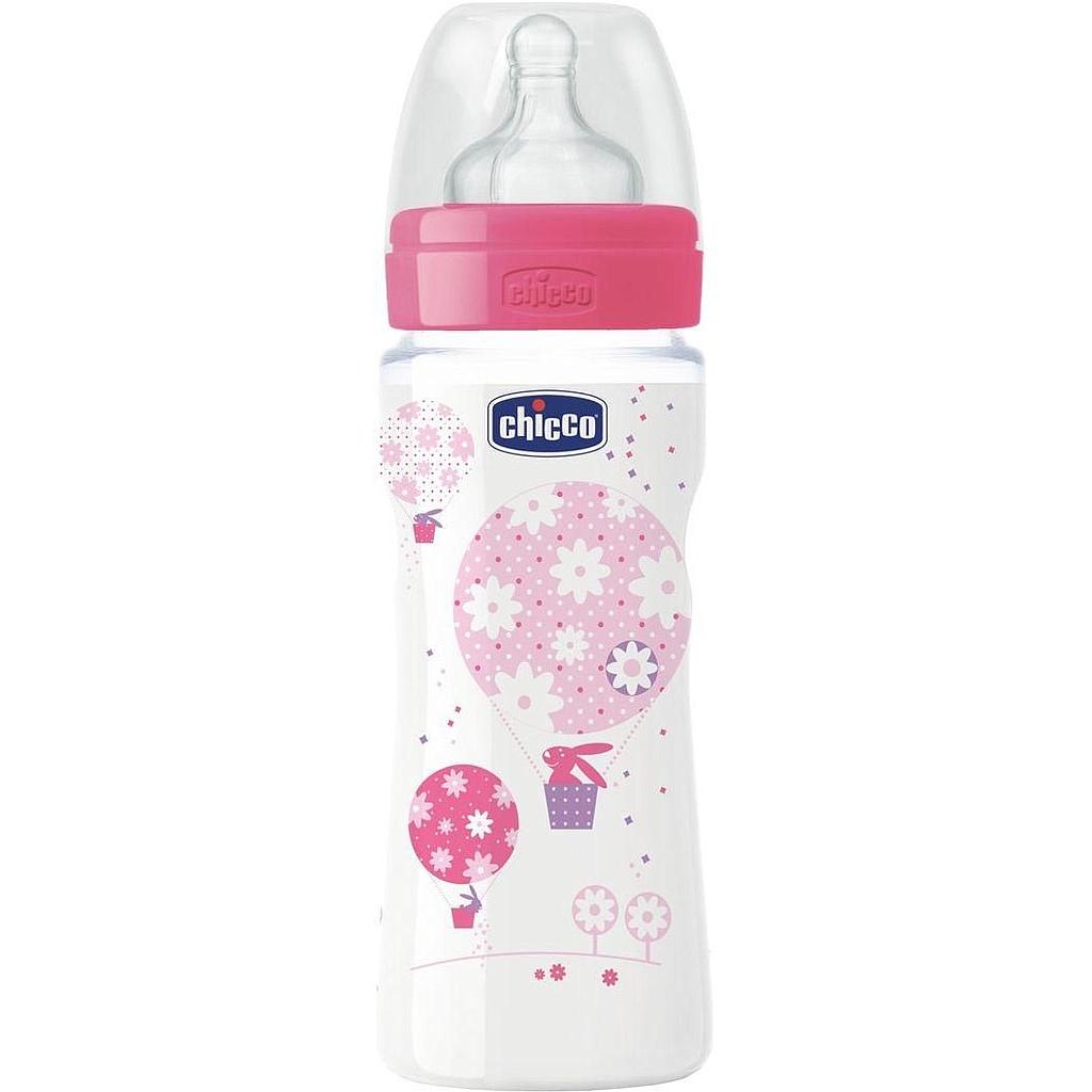 BIBERON PP SILICONE CHICCO FLUX DENSE +4M 330ML GIRL