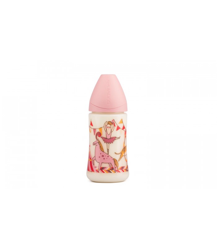 BIBERON SIL 0-6M 270ML FLUX MOY CIRQUE ROSE