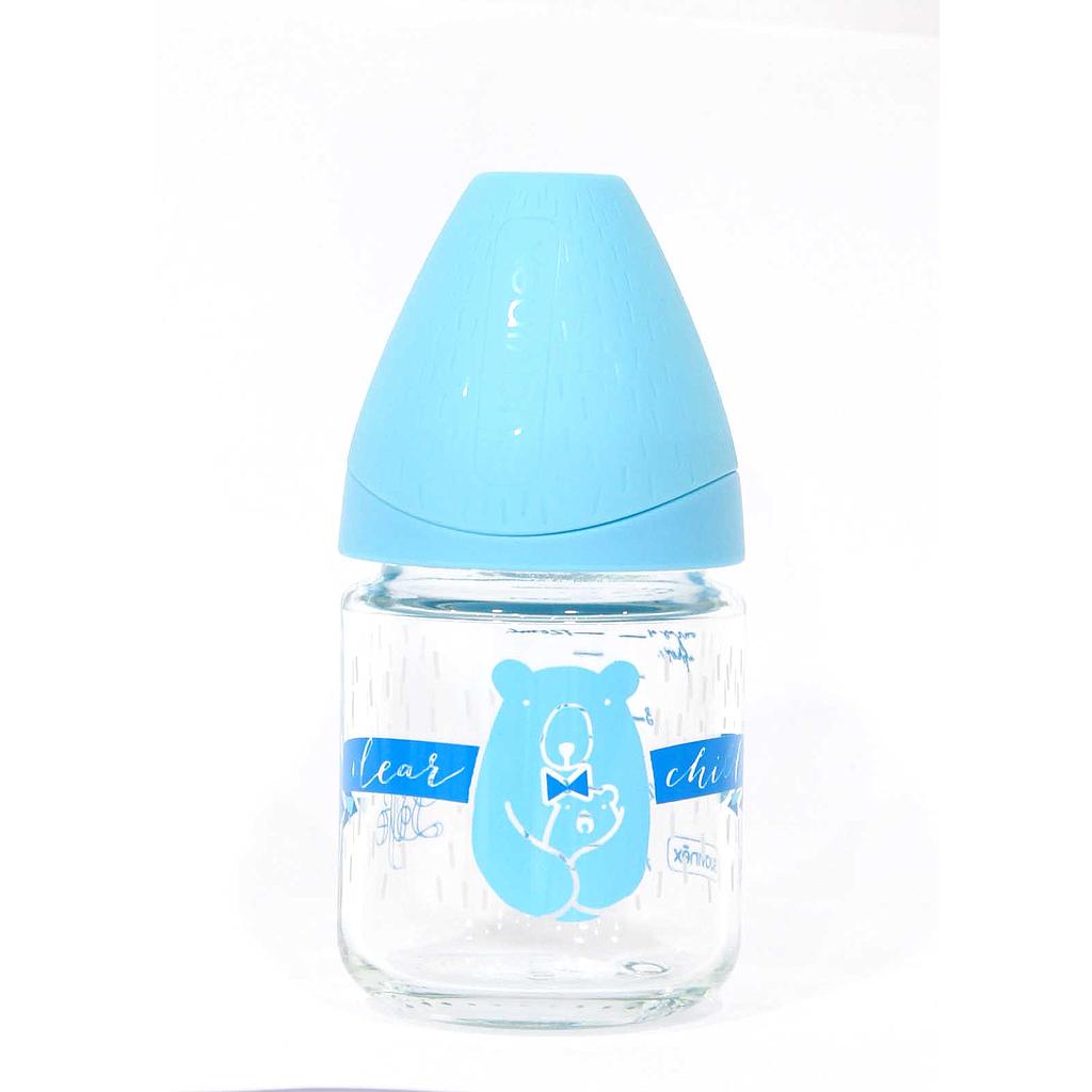 BIBERON 120ML EN VERRE OURS BLEU 