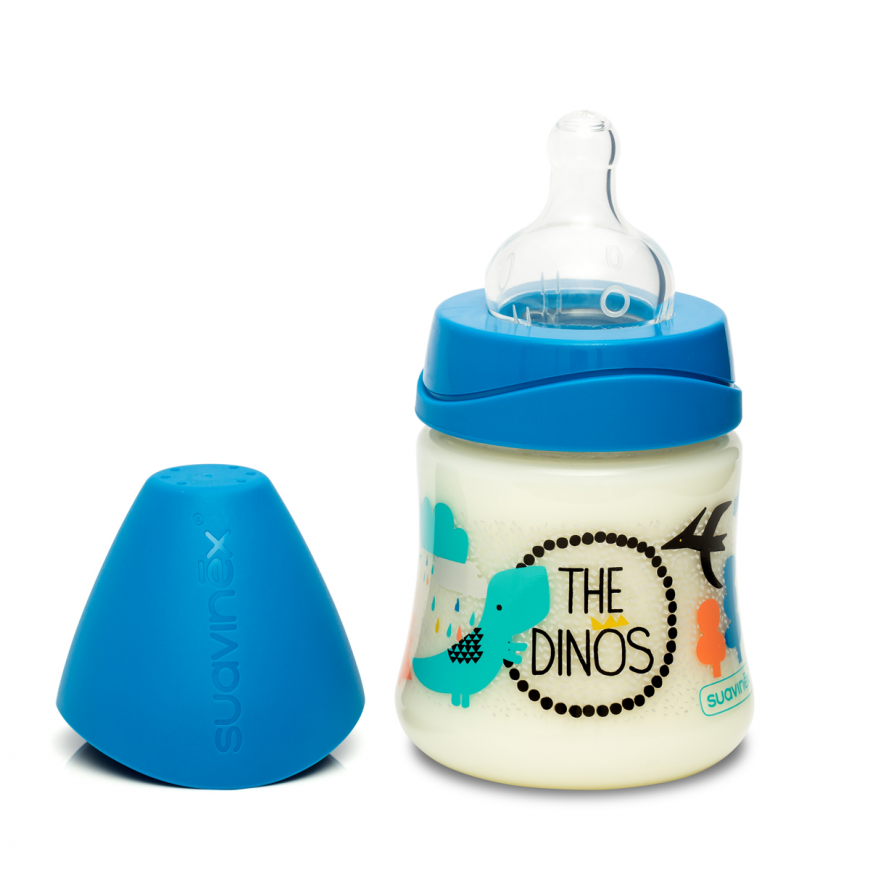 BIBERON 150ML 3P EN SILICONE DK DINOS BLEU