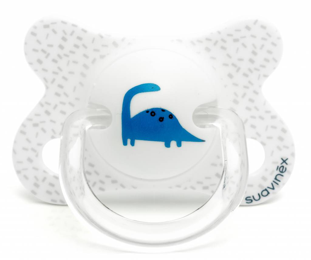 SUCETTE -2/4M DINO ANATOMIQUE EN SILICONE BLANC 