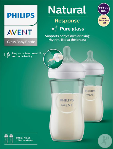 Lot de 2 Biberons Natural en Verre 240 ML  AVENT