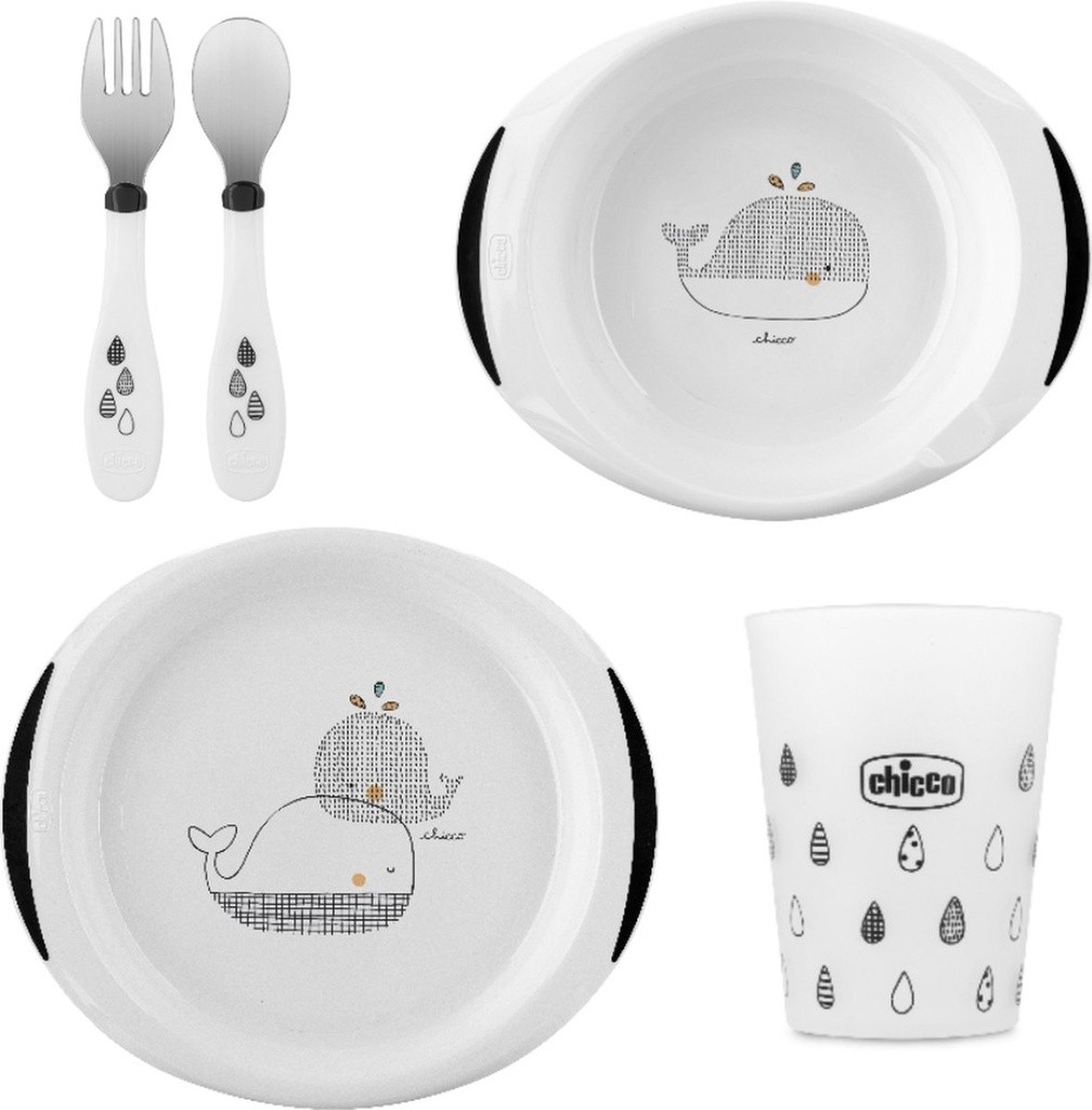 Set repas Noir & Blanc 5pcs 18M+ Chicco