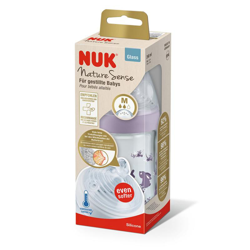 Biberon en verre nature sense 240ml Taille m Nuk