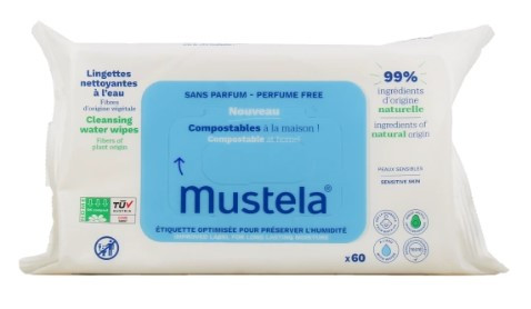 lingettes nettoyantes compostables à l’eau sans parfum paquet de 60