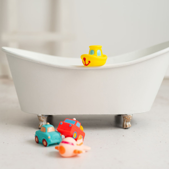 Boite de 4 jouets de bain Véhicules Olmitos