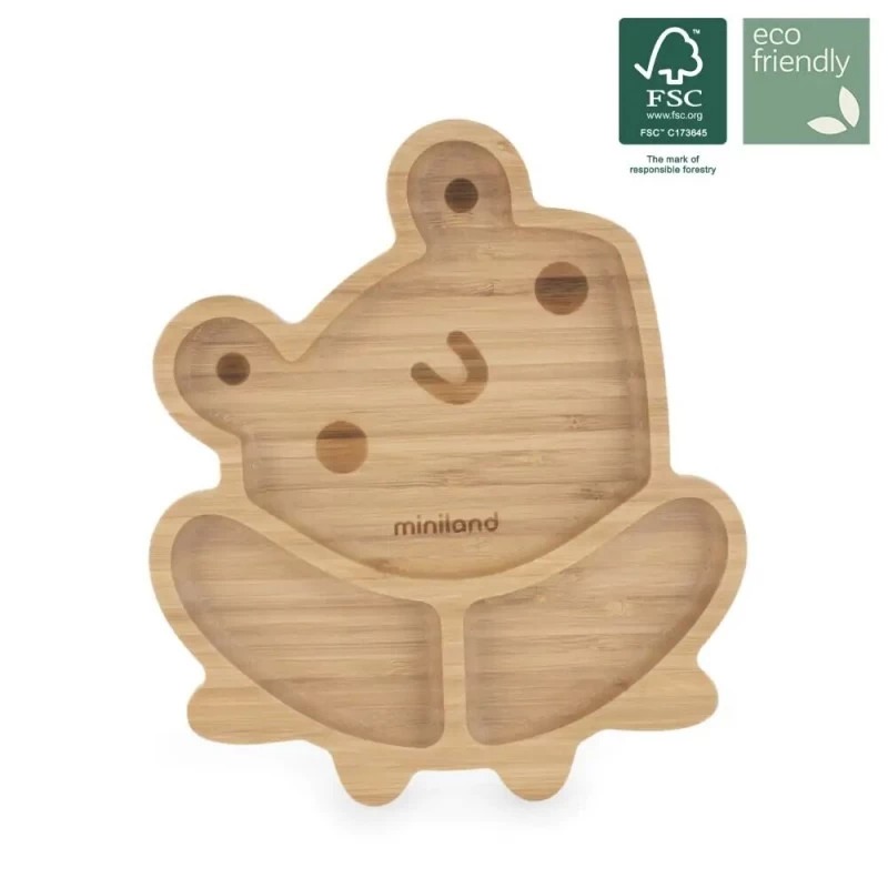 Assiette plate en Bois avec ventouse Miniland