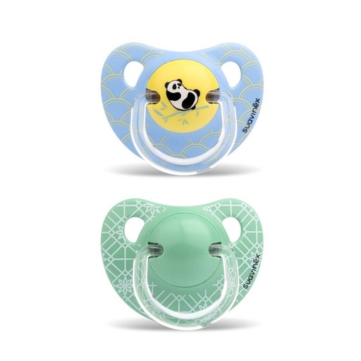 [3800236] SUCETTE SILICONE +18M PANDA JAUNE BLEU 2U SUAVINEX