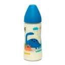 BIBERON 360ML +4M EN SILICONE TET ALIMENTAIRE DINO BLEU 